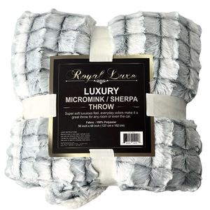 Royal Luxe Blanket 50”x60” Black Super Soft Plush Sherpa Throw Micro-Mink